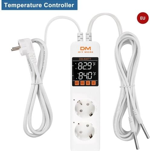 AC85-250V 10A Thermostat Smart Temperature Controller 1200W DM-808TT Thermometer Thermoregulator Alarms For Incubator Aquarium