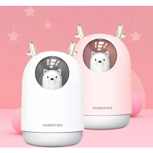USB Humidifier Air Purifier Ultrasonic Cool Mist Maker Aroma Diffuser 300ML Lovely Bear LED Lamp Mini Aromatherapy Humidificador