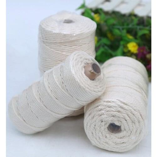 3mm Macrame Rope100% Cotton Cord Twisted String For Handmade Natural Beige Rope DIY Home Accessories