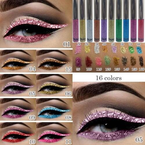 Waterproof Shiny Eyeshadow Glitter Eyeliner Makeup Metallic Cosmetic Eye Shadow Liquid Liner