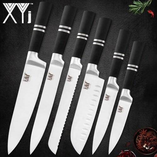 XYj Kitchen Tool 6pcs Knives Set High Carbon Stainless Steel 7cr17 Sharp Blade Knife Meat Fish Kitchen Accessory Hotel Tool
