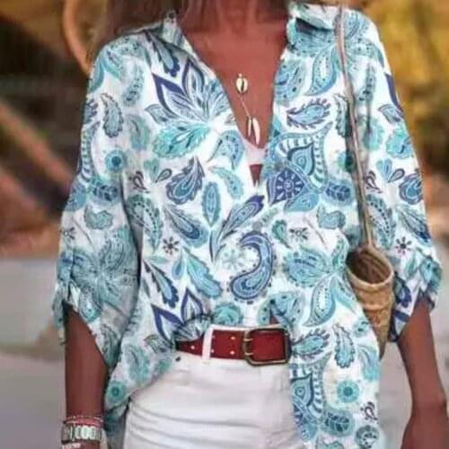 Autumn Office Ladies Pullover Elegant Tops Fashion Turn-Down Collar Button Women Blouses Spring Causal Long Sleeve Loose Shirts