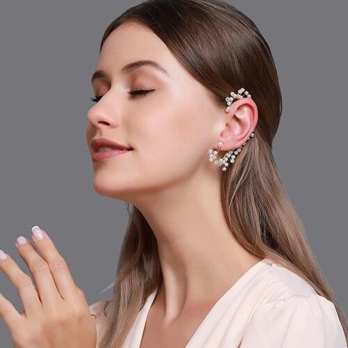 1pc Sweet Elegant Exquisite Pearl Ear Hook 5PCS/Set Fashion Creative Pearl Rhinestone Pin Ear Clips Earrings Earring Women gift