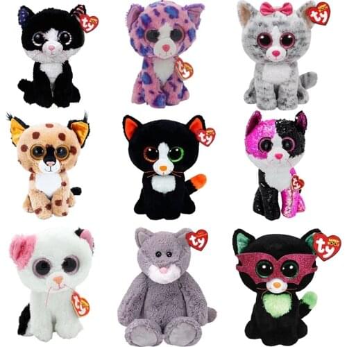 15CM Ty Big Eyes Plush Animal Cat Series Collectible Toys Children Birthday Gifts Doll Cute Soft Stuffed Toy