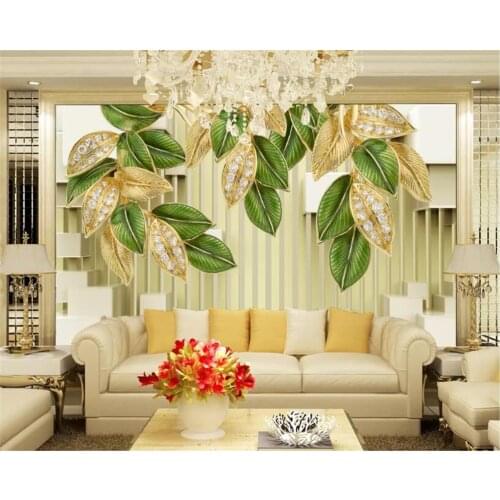 Beibehang Custom 3D Mural Wallpaper European Style 3D jewelry leaf Backdrop Decor wallpaper Modern Art Wall Painting Living Room