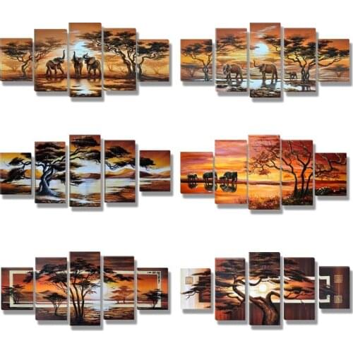 5D diy diamond painting African Landscape scenery pictures of rhinestones 5pcs square cross stitch needlework home decorative A3