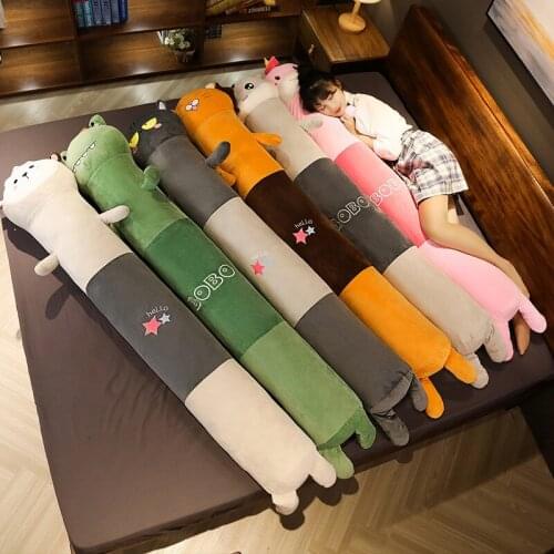95cm-170cm New Cartoon Animal Cats Lions Dinosaurs Hamsters Lamb Hippo Unicorn Plush Toys Stuffed Soft Long Sleeping Pillow Doll