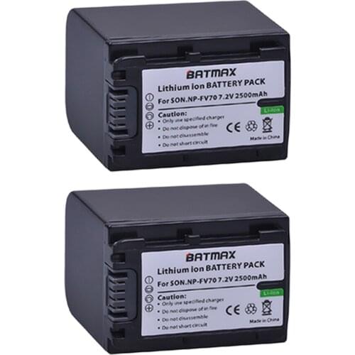 Batmax 2 Pcs NP-FV70 NP FV70 NPFV70 Camera Battery for Sony HDR-CX230 HDR-CX150E HDR-CX170 CX300