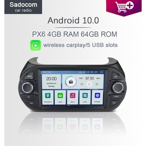 7" PX6 2 din Android 10.0 Car DVD player 6Core 64GB ROM 4GB RAM car radio autoradio For Fiat Fiorino Citroen Nemo Peugeot Bipper