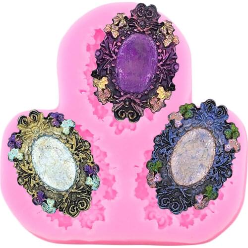 Baroque Frame Silicone Mold Wedding Jewelry Candy Clay Chocolate Gumpaste Moulds Cupcake Topper Fondant Cake Decorating Tools