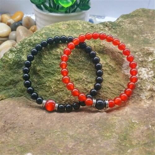 HFANCYW 6/8mm 7 Chakra Yoga Buddha Beads Black Onyx Red Stone Volcanic Stone Bracelet Lovers Set Wrap Bracelet Jewelry Wholesale
