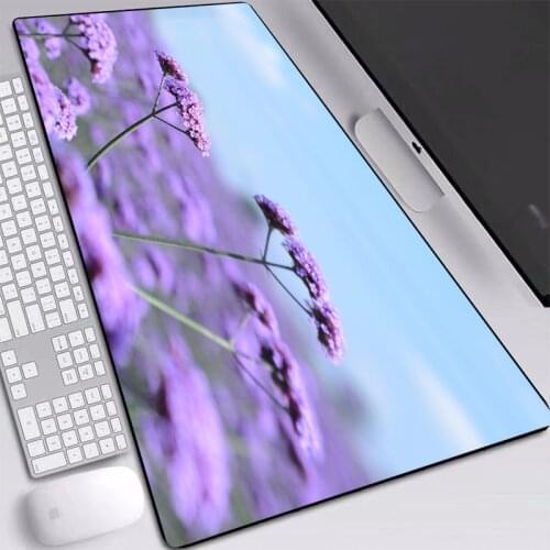 Gaming Mouse Pad Big Size Lavender Pattern Desk Mats Rectangle Speed-control Softy Rubber Computer Pad for Flower Lovers
