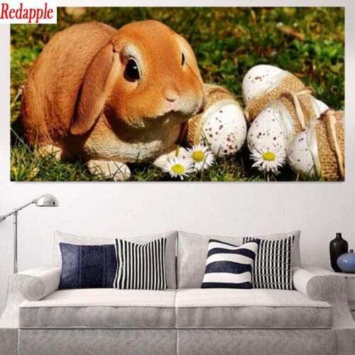 5d diamond embroidery round diamond painting large size rabbit diamond mosaic picture of rhinestone full square Easter egg decor