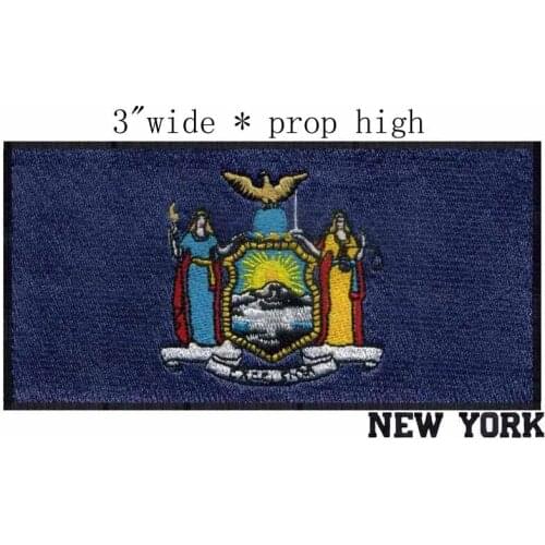 New York Flag 3"wide embroidery patch for felt applique/vest biker/crafts