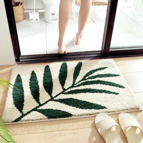 Green Leaves Bath Mat Non-slip Absorbent Bathroom Carpet Rug Soft Rectangle Washroom Entrance Door Mats Floor Mat Home Decor