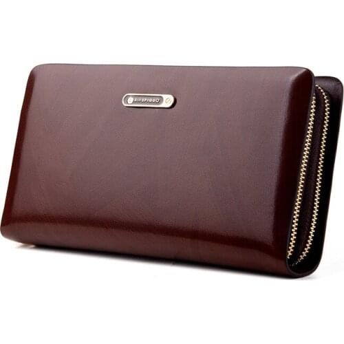 2020 businessmen zipper leather long purse soft clutch card holder