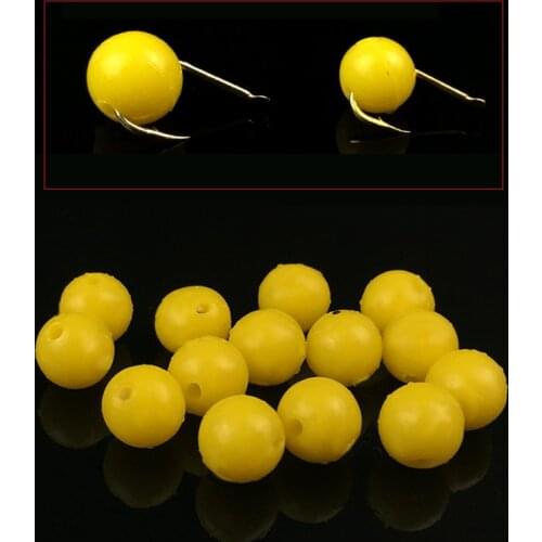 L102S 50PCS/Lot 8mm or 10mm Yellow Color Smell of Round Soft Fishing Floating Beads Fishing Rubber Beans Lures Top Grade