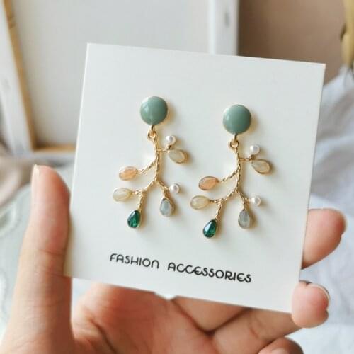 Metal Geometrical Irregular Branch Earring Retro Fashion Temperament Elegant Color Crystal Stud Earrings Girl Women Jewelry Gift