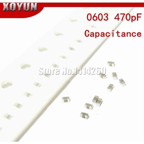 100pcs 0603 470pF X7R Error 10% 50V 0603 470P 471 SMD Thick Film Chip Multilayer Ceramic Capacitor