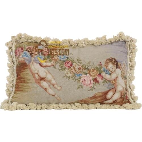 Angel needlepoint pillow covers rose handmade cusions for christ vintage luxury villa-style homeyk2018-10 30x50gc165neecusyg15