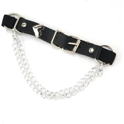 Newest Womens Sexy Harness Heart Leg Chain Garter Belt djustable PU Leather Leg loops thigh strap Bondage Belt Cosplay accessory