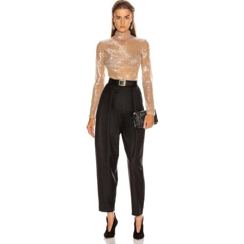 New Coming Fashion Style Womens Sexy Sequined Mini Bandage Bodysuit