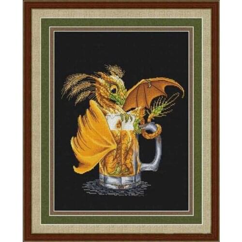 Oneroom Needlework,DIY Cross Stitch,Sets For Embroidery kits,14CT,Small yellow dragon