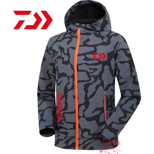 Daiwa Autumn Winter Waterproof Sun Protection Fishing Jacket Warm Fleece Mountaineering Suit Camouflage Outdoor Fishing Clothes