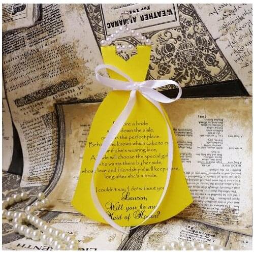 Personalized text wedding Dress invitations Will you be my bridesmaid maid of honor Proposal Cards Bridal Party gifts favors