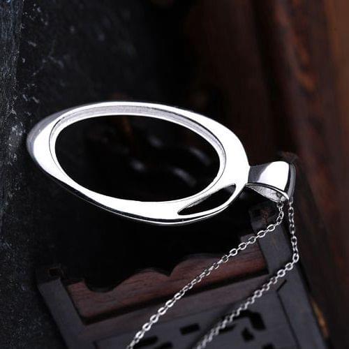 5pcs/lot Sterling Silver 925 White Gold Color Semi Mount Pendant Oval Cabochon 19x31mm Amber Agate Turquoise Jewelry Setting