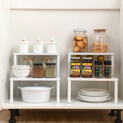 Stackable Kitchen Utensils Organizer Shelf Layered Tabletop Seasoning Cookware Storage Rack Household Sundries Storage Shelf