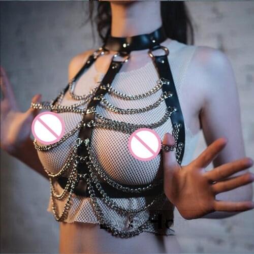 Bdsm Body Bondage Sexy Lingerie Leather Harness Bra Chest Chain Gothic Erotic Suspenders Waist Belt Ladies Sex Shoulder Strap
