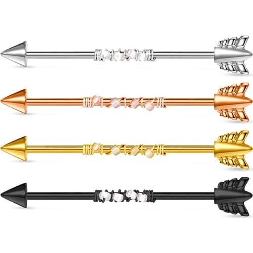 14G 1-1/2" 38mm Scaffold Arrow Industrial Barbell Jewelry Length Surgical Steel Industrial Earring Piercing