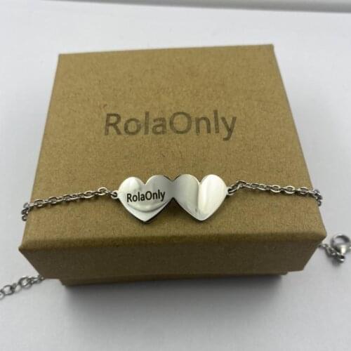 RolaOnly Custom Name Bracelets & Bangles for Women Personalized Engraving Heart Charm Bracelet