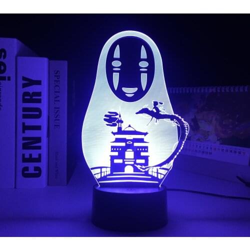 Anime Spirited Away No Face man LED Light for Bedroom Decoration Night Light Child Birthday Gift Room Desk Acrylic 3D Lamp