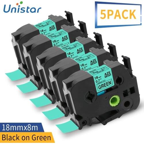 Unistar 5 PCS Compatible for Brother Label Tape 18mm TZe741 TZ741 TZe-741 TZ-741 Label Printer Ribbons Tape for Brother PT-P700