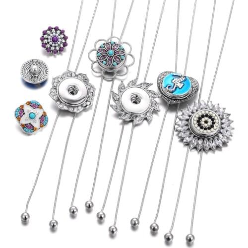 Snap Button Jewelry Necklaces Metal Tassel 18mm Snap Button Necklace Pendants Initial Necklace Choker Necklace Women Jewelry
