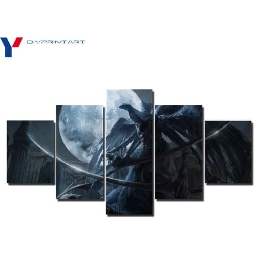 Moon Night Monster 5 Pcs/set Canvas Art Paintings Bloodborne Game Poster Wall Art Canvas Home Decoration A0822