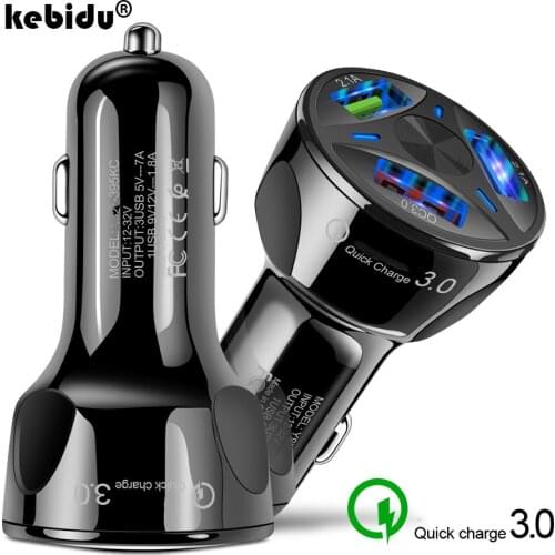 Kebidu 3A USB Car Charger QC3.0 3 Ports USB Fast Charging Mobile Phone With LED Display For iPhone 2 Port 2.1A Car USB Charger