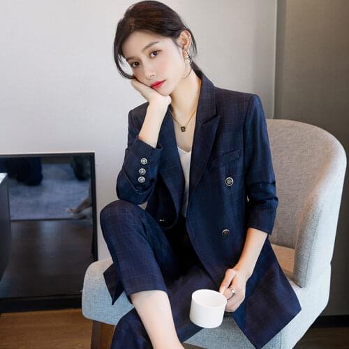 High Quality Fabric Formal Women Business Suits Long Sleeve 2020 Autumn Winter OL Styles Office Work Wear Blazers Set