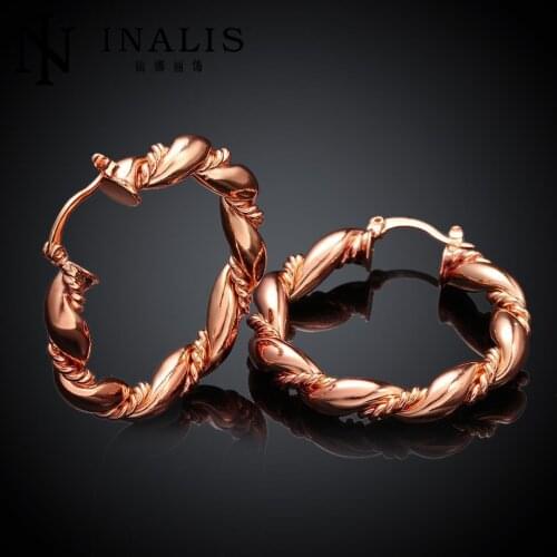 Womens fashion Earrings rose yellow gold color jewelry Luxurious round shape earrings match evening wear