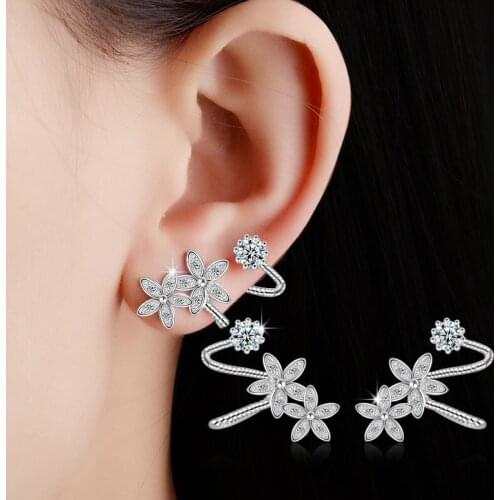 Flower Temperament Lady Earrings Korean Version of Fashion Temperament Diamond Earrings Hundreds of Earrings Jewelry Jewelry