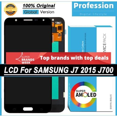 100% Original 5.5'' Display for Samsung Galaxy J7 2015 J700 J700F J700M LCD Touch Screen Digitizer Repair Parts + Service Pack