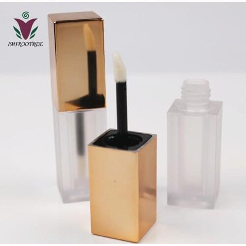 100pcs 6ml Plastic ABS Empty Frosted Clear Lip Gloss Containers Tube Refillable Plastic Lip Tube with Gold Cap For DIY Lipstick