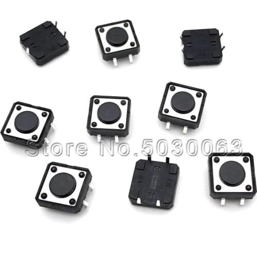 100pcs/lot Touch micro switch 12*12*4.3H 4pin key switch DIP 12X12X4.3MM