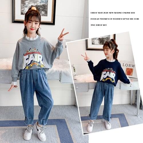 Girls Suits Sweatshirts + Pants 2pcs Kids Cotton 2021 Cool Spring Autumn High Quality Formal Sport Teenagers Children Sets Outfi