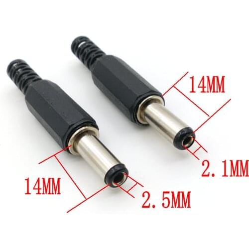 250pcs DC 5.5mmx2.1MM/2.5 MM Power cable Male Plug Connector Plastic