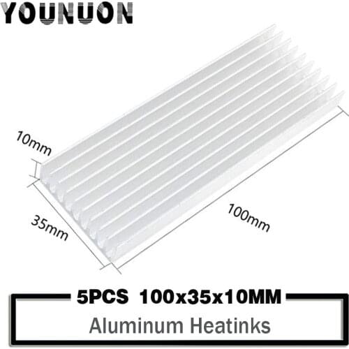 5Pcs 100*35*10mm Heatsink Cooler Cooling Fin Aluminum Radiator Heat Sink for LED, Power IC Transistor, Module PBC 100x35x10mm