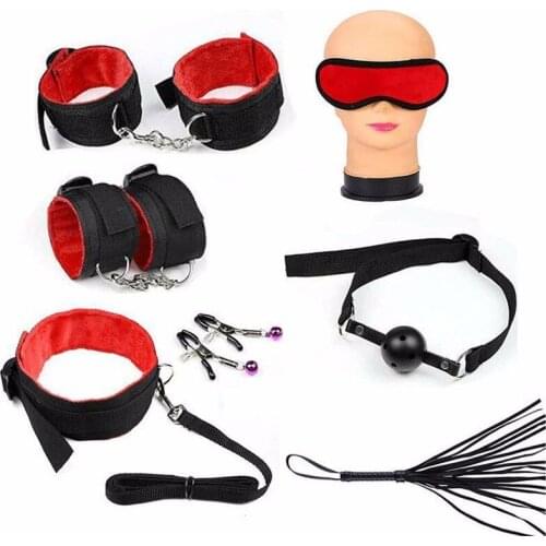 7pcs/set BDSM Sex Bondage Set Sex Handcuffs Nipple Clamps Gag Whip Rope Sex Toys for Couples Sex Products Erotic Toys for Adults