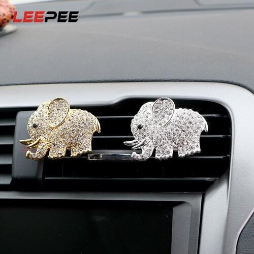 LEEPEE Elephant Diamond Crystal Air Freshener Air Outlet Clip Auto Accessories Car Perfume Fragrance Auto Decoration